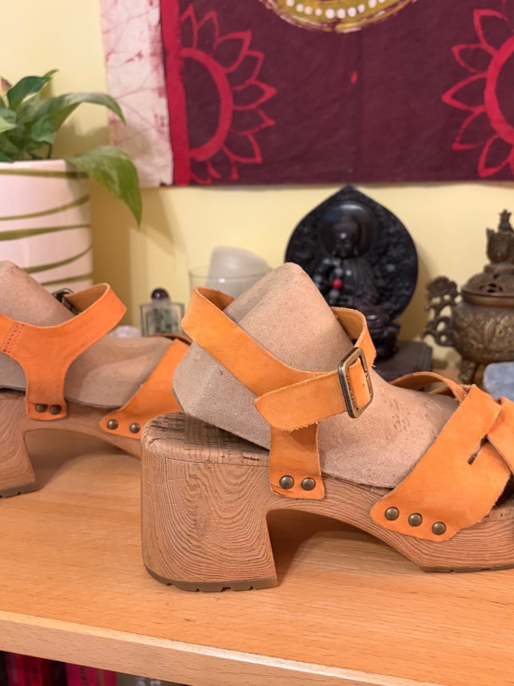 Kork Ease Tia Orange Woven Leather Block Heel Platform Sandals Size 9 M Boho - Picture 5 of 11